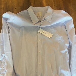 Calvin Klein Men's Light Blue Pinstripe Dress Shirt